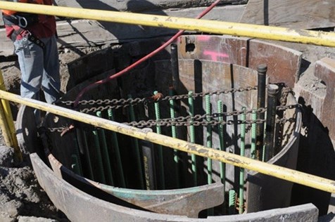 Harrison West Abutment Drilled Shaft with permanent casing and Rebars
